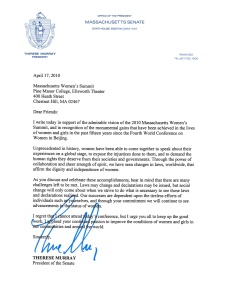 Letter from Senate President Therese Murray